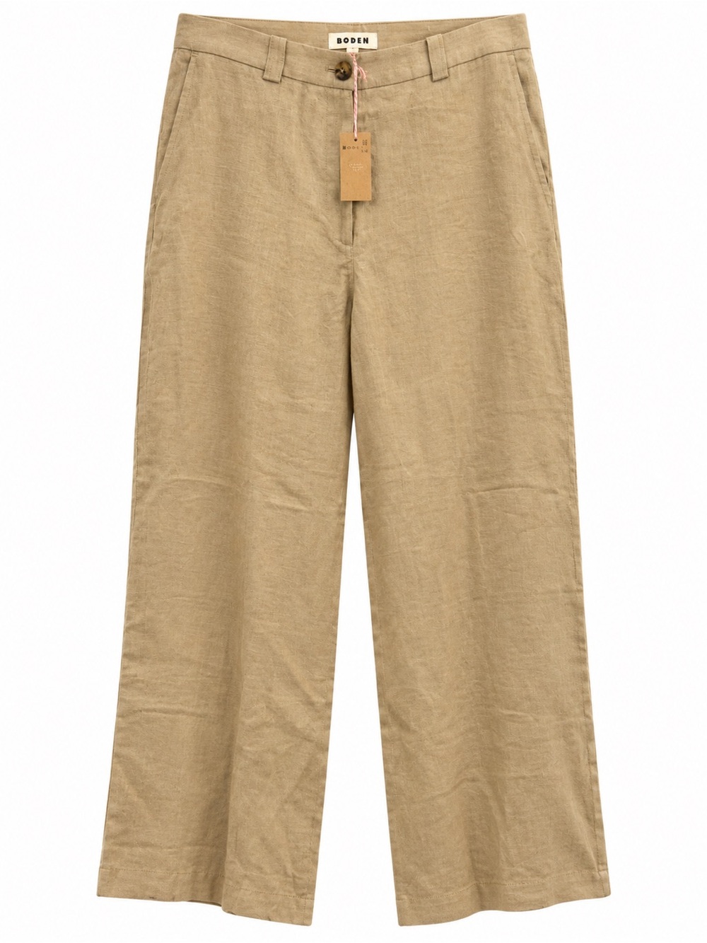 NWT Boden Westbourne 100% Linen Wide Leg Pants Tan Beige Trousers US 12 UK16
